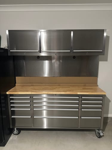 Customer photo review of 1.8M ( 72" ) Stainless Top Workstation Cabinet & Pegboard Tool Box