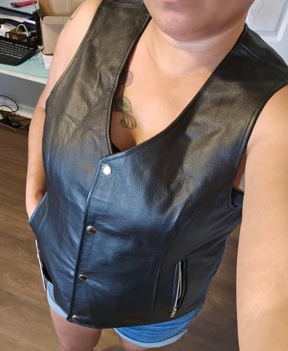 Customer photo review of HL14850SPT Plain Black Womens Motorcycle Vest | Motorcycle Vest for Ladies Basic Gun Pocket
