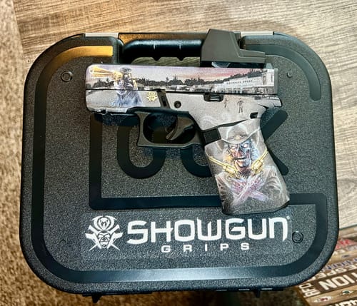 Customer photo review of Glock 43X Decal Grip - Zombie Outlaw