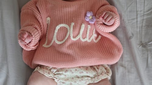 Customer photo review of Hand Knitted Personalized Sweater