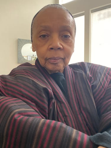 Customer photo review of Burgundy Quilted Cotton Hanten Winter Coat