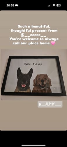 Customer photo review of Custom Pet Portrait - Two Pet Portrait