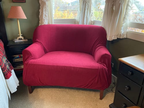Customer photo review of Jacquard Solid Color Sofa Cover - Loveseat