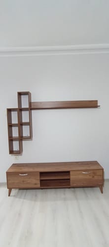 Customer photo review of Rani A9 Duvar Raflı Tv Ünitesi Kitaplıklı Tv Sehpası Duvara Monte Raflı Modern Ayaklı 180 cm Minyatür Ceviz M16