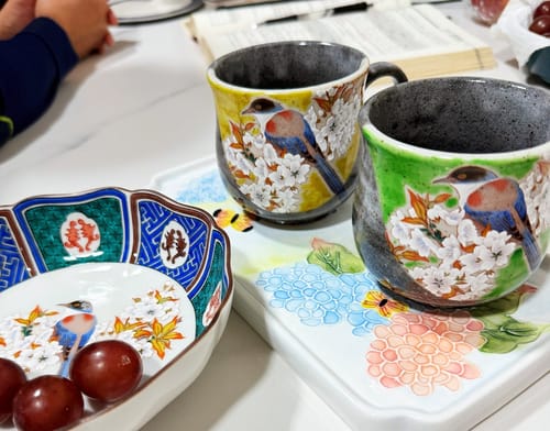 Customer photo review of Japanese Kutani-yaki Cherry Blossoms And Birds Tea Cup