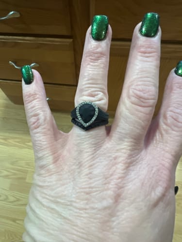 Customer photo review of New! Pear Silicone Ring with Metal Frame and Stones