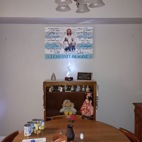 Customer photo review of Personalized Canvas Prints, Custom Photos, Sympathy Gifts, Jesus Memorial Gift, Seashell Cross, Safe In God's Hand, I Can Only Imagine Dem Canvas