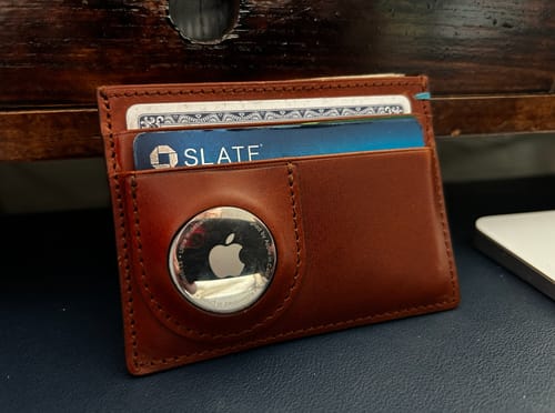 Customer photo review of The Italian Leather AirTag Wallet - Tuscan Tan