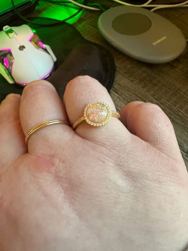Customer photo review of Bedazzled Circle Opal Cremation Ring