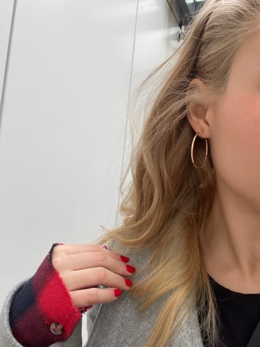 Customer photo review of Large Thin Hoop Clip On Earrings in Gold