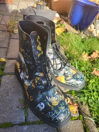 Customer photo review of Grim’s Harvest Boots - Vegan Leather Doc-Style Boots with Durable Stitched on Soles