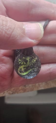 Customer photo review of Dragon Hologram Pendant with Infused Cremation Ash