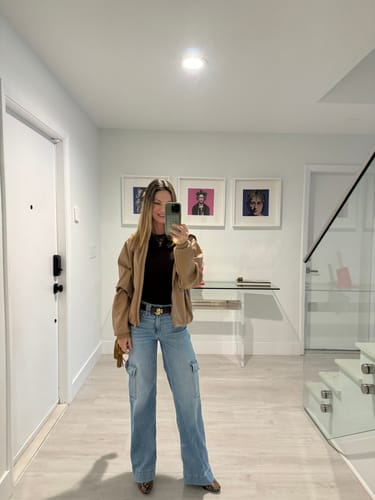 Customer photo review of Cropped Leather Hoodie Jacket