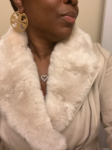 Customer photo review of Blaer Cream Beige Suede Faux Fur Moto Jacket