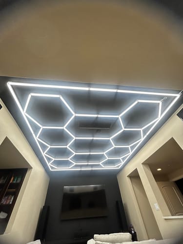 Customer photo review of Hexagon Garage Lights | LED Ceiling Grid