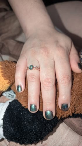 Kundenbewertung mit Foto zu Olivenorma Moosachat Roségold Ring Set