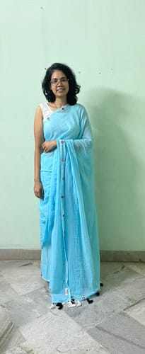 Customer photo review of Sparkling Sitara (Pure Mul Cotton Saree)