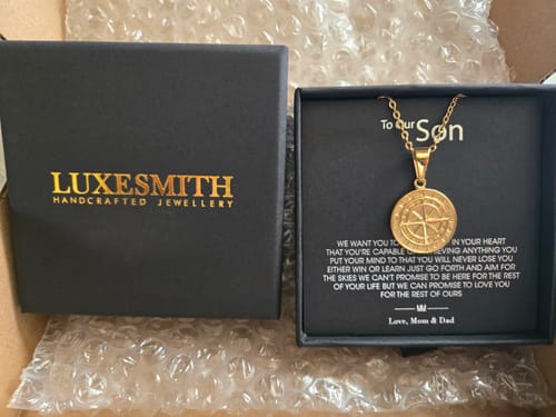 Customer photo review of "To My Son/Grandson" - Compass Pendant