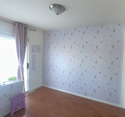 Customer photo review of Alaia - Dark Blue Moon & Star Constellation Wallpaper