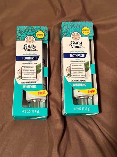 Customer photo review of Fluoride Free, Hydroxyapatite, Whitening Toothpaste - Freshens Breath, Fights Plaque - CocoMint Jasmine Neem, 4.2oz