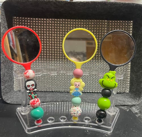 Customer photo review of Wholesale Hand Holding Round DIY Beaded Small Mirror Portable HD Mirror Handheld Mirror