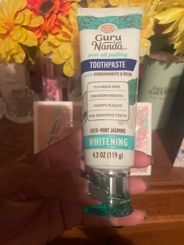 Customer photo review of Fluoride Free, Hydroxyapatite, Whitening Toothpaste - Freshens Breath, Fights Plaque - CocoMint Jasmine Neem, 4.2oz