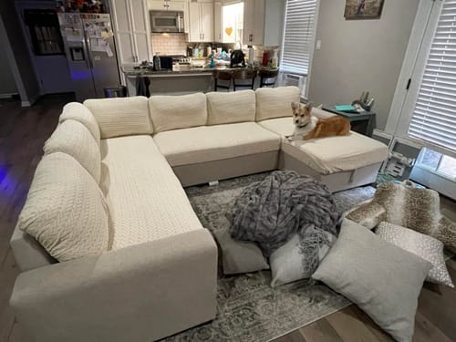 Customer photo review of Velvet Plush Magic Sofa Covers Universal Sofa Cover Stretch for Sectional Slipcovers