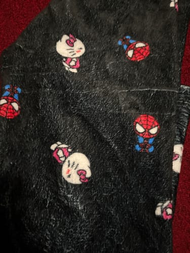 Customer photo review of plush pajama duo hello kitty spider -man