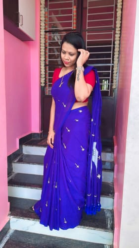 Customer photo review of Filtered Flair (Hand Embroidery Mul Mul Cotton Saree)