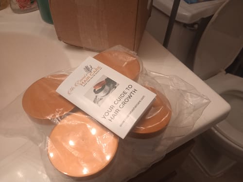 Customer photo review of 4 oz CAFFEINE HAIR GROWTH BUTTER - 3 BUTTER BUNDLE!
