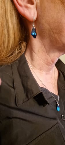 Customer photo review of Shimmering Bermuda Blue Crystal Set - Necklace & Earrings - Made with Austrian Crystals