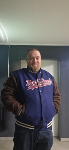 Customer photo review of Maßgeschneidertes Marineblau Karmesinrot Jacke