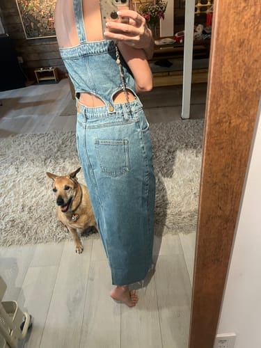 Customer photo review of 2 In 1 Denim Pinafore Dress