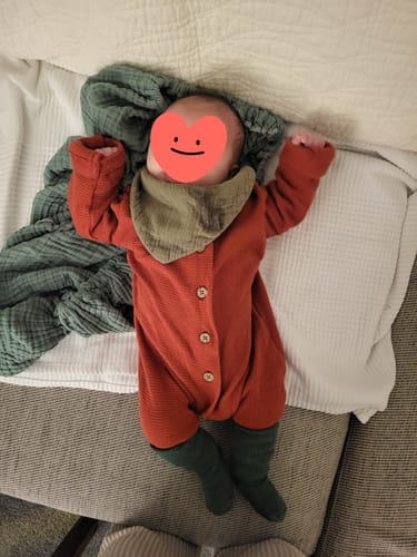 Customer photo review of Hazelnut Waffle Organic Playsuit