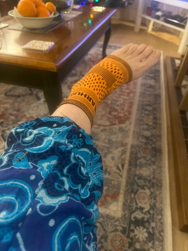 Customer photo review of Bamboo Ankle Compression Support Sleeve For Achilles Tendon And Ankle Sprains