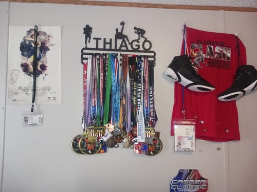 Customer photo review of Customized Medal Display Hanger
