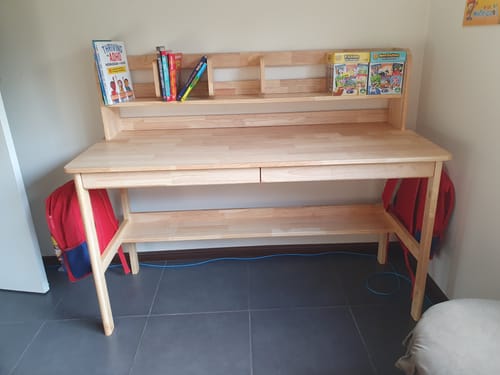 Customer photo review of Blythe Solid Wood Study Desk with Book Shelves and Drawers/Rubberwood
