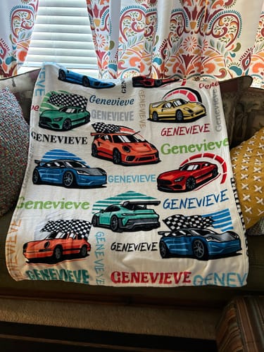 Customer photo review of Free shipping✈️Personalized Drift Car Name Blanket