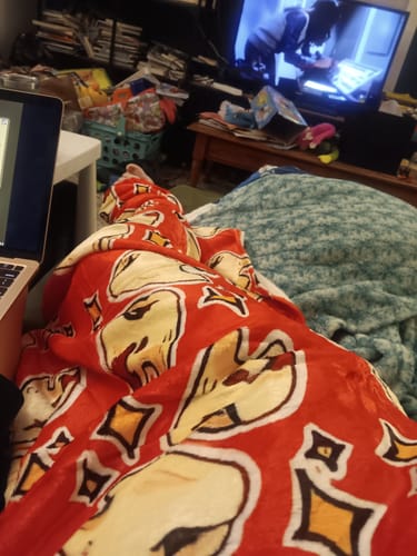 Customer photo review of Bloody Teeth Throw Blanket