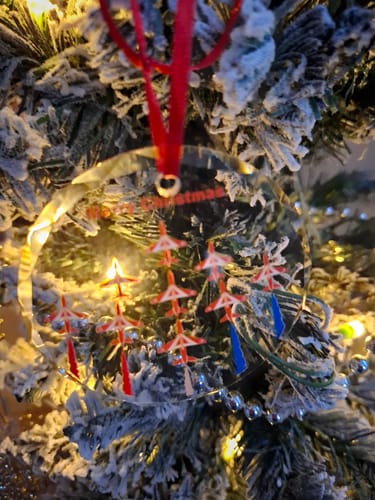 Customer photo review of Red Arrows Glass Christmas Decoration