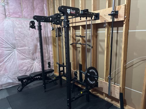 Customer photo review of Major Fitness F35 All-In-One Home Gym Wall-Mount Folding Power Rack