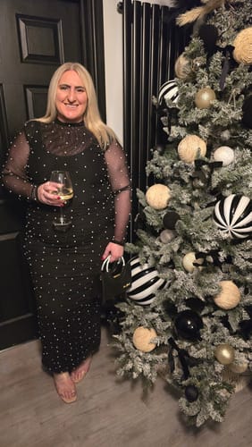 Customer photo review of Long Sleeve Pearl Mesh ‘Char’ Top - Black