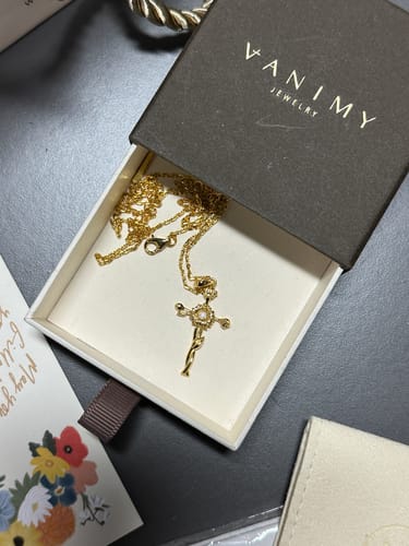 Customer photo review of Floral Cross November Sunflower Birth Flower Necklace