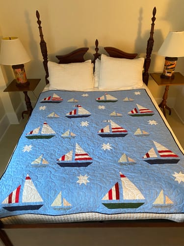 Customer photo review of Stripey Sails & Stars Sailboat Quilt Pattern | Digital PDF Pattern