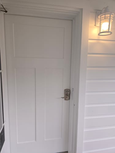 Customer photo review of Smooth Fiberglass Entry Door Slab (3 Panel Craftsman)