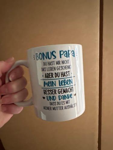 Kundenbewertung mit Foto zu Bedruckte Tasse mit Spruch Bonus Eltern