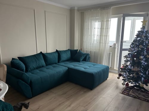 Customer photo review of Colțar extensibil dumonde cu ladă de depozitare si sezut confortabil din spuma HR, Berlin Verde Petrol II 280x185 cm