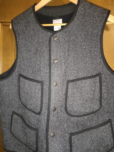 Customer photo review of 1930s Salt & Pepper Beach Cloth Wool Vest