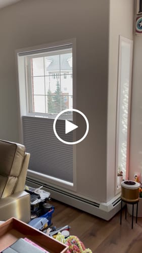 Customer video review of SmartWings Motorized Blackout Levitate Cellular Shades Nowa
