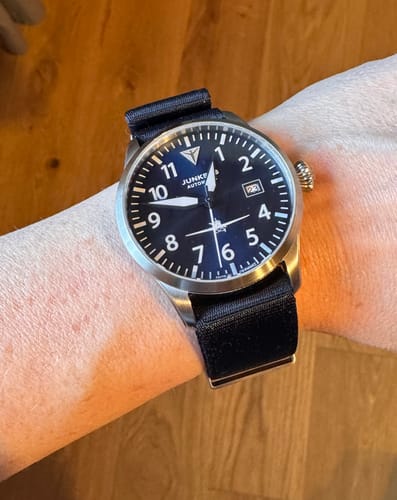 Customer photo review of Navy Blue Nylon Watch Strap